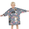 thumbnail image 3 of Border Collie Dog and Flower Florals Blanket Hoodies for Kids 6-13YR Oversize Wearable Blanket Hoodies for Boys Girls Teens, 3 of 7