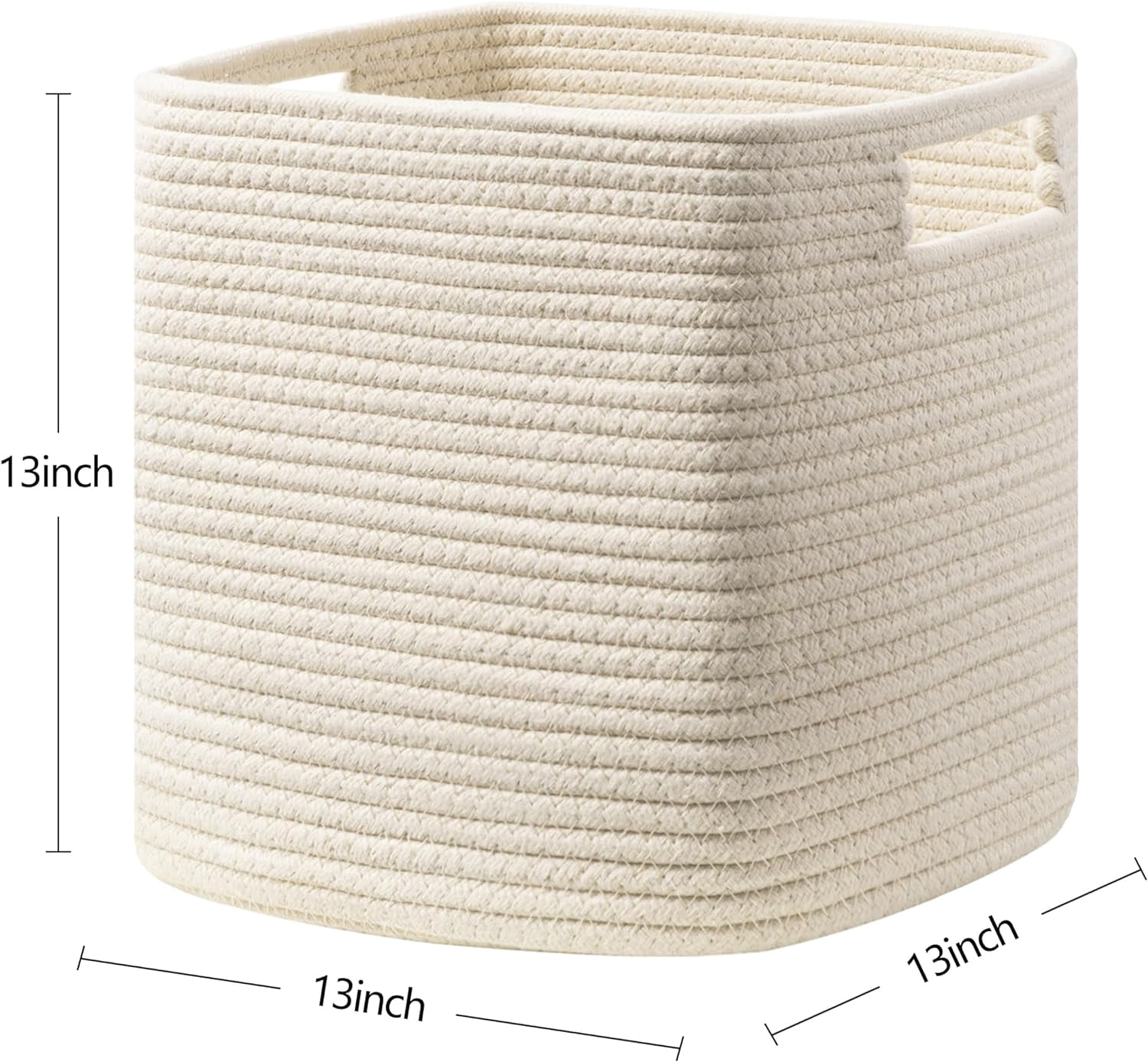 HBlife Set of 4 Storage Cubes-13 X 13 X 13 In, Cotton Rope Basket with Handles,Beige