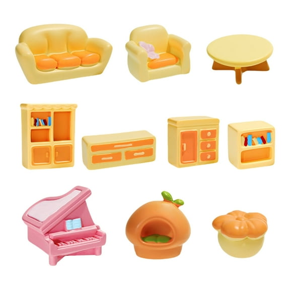10Pcs Resins Miniature Furniture Set for Dollhouses Decoration and DIY Projects