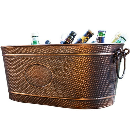 Hammered Party Tub - BREKX Copper Finish Galvanized Hammered Creighton Pebbled Beverage Party Tub - 35 Quart