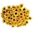 thumbnail image 1 of Decoración para el hogar, la boda y el jardín: flores de tela para manualidades y arte, perfectas para novias, 100 cabezas de girasol de seda, 1,8 pulgadas, amarillo brillante, 1 of 8