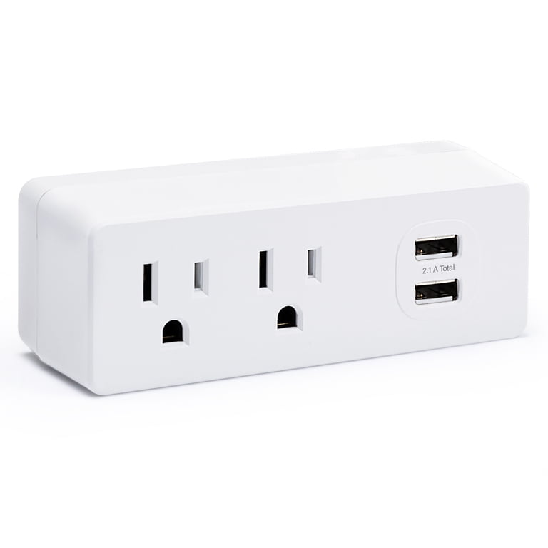Merkury Innovations Ultra-Slim Wall Tap - 2 AC Outlets, 2 USB-A