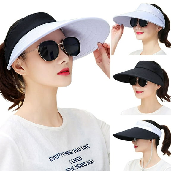 Sun Visor Hats Women Large Brim Summer UV Protection Beach Cap