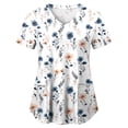 thumbnail image 4 of felwors Printed Scrub Tops Women V Neck Short Sleeve Plus Size Scrubs for Womens Nursing Uniforms Shirts with Pockets (Orange, M), 4 of 5