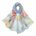 thumbnail image 2 of Womens Shawl Chiffon Sheer Scarf Soft Floral Print Soft Lightweight Thin Women Summer Neck Shawl Wraps for Women For Beach Vacation Elegant Scarf Shawls Scarfs for Women Dark Blue One Size, 2 of 3