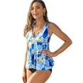 thumbnail image 3 of Attraco Womens Swimwear Top Tankini Top Twist Deep V Neck Bathing Suit Top Flowy Padded Swim Tank Top Only, 3 of 8