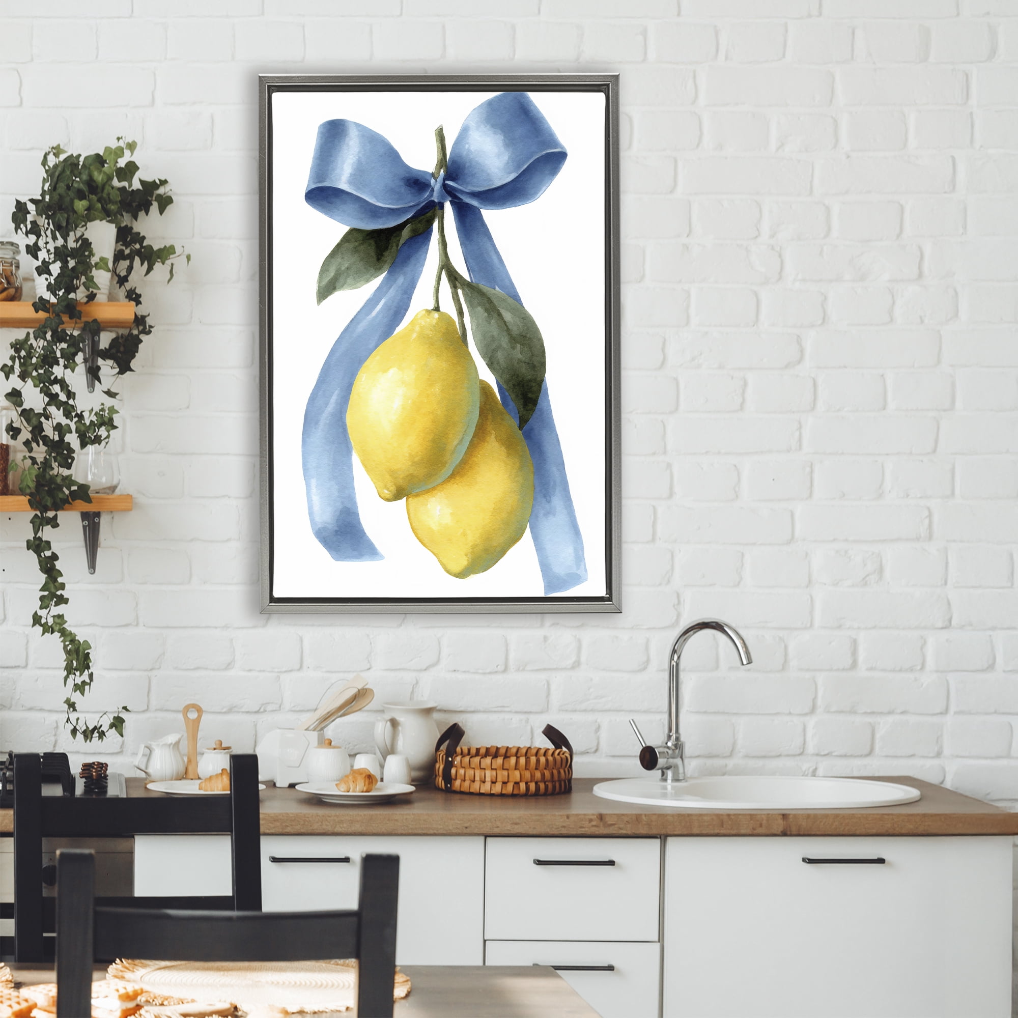 Stupell Industries Sweet & Sour Lemons Gray Framed Floater Canvas Wall Art, design by Petal Prints Design