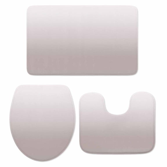 Beige Ombre Bath Mat 3 Piece Bathroom Rug Set, White Gradient Modern Abstract Art Non Slip Bath Rug Contour Mat and Toilet Lid Cover, Absorbent Shower Mats Soft Bath Rugs and Mats Sets