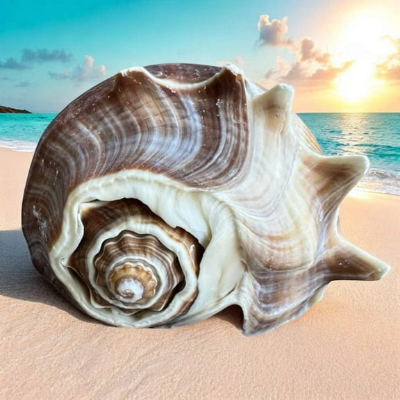 Large Conch Seashell Rare Brown White Spiky Natural Coastal Beach Home Decor Nautical Big Centerpiece Sea Shell Decoration Beach Collection Gift