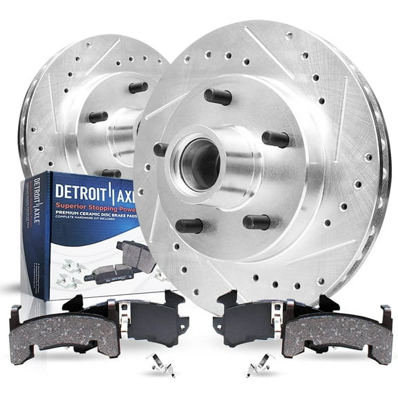 Detroit Axle - Front Brake Kit for 2WD Buick Regal GMC Sonoma Pontiac Firebird Grand Prix Chevy Camaro Malibu Drilled Disc Brake Rotors Ceramic Brakes Pads Replacement: 10.51" Front Rotor