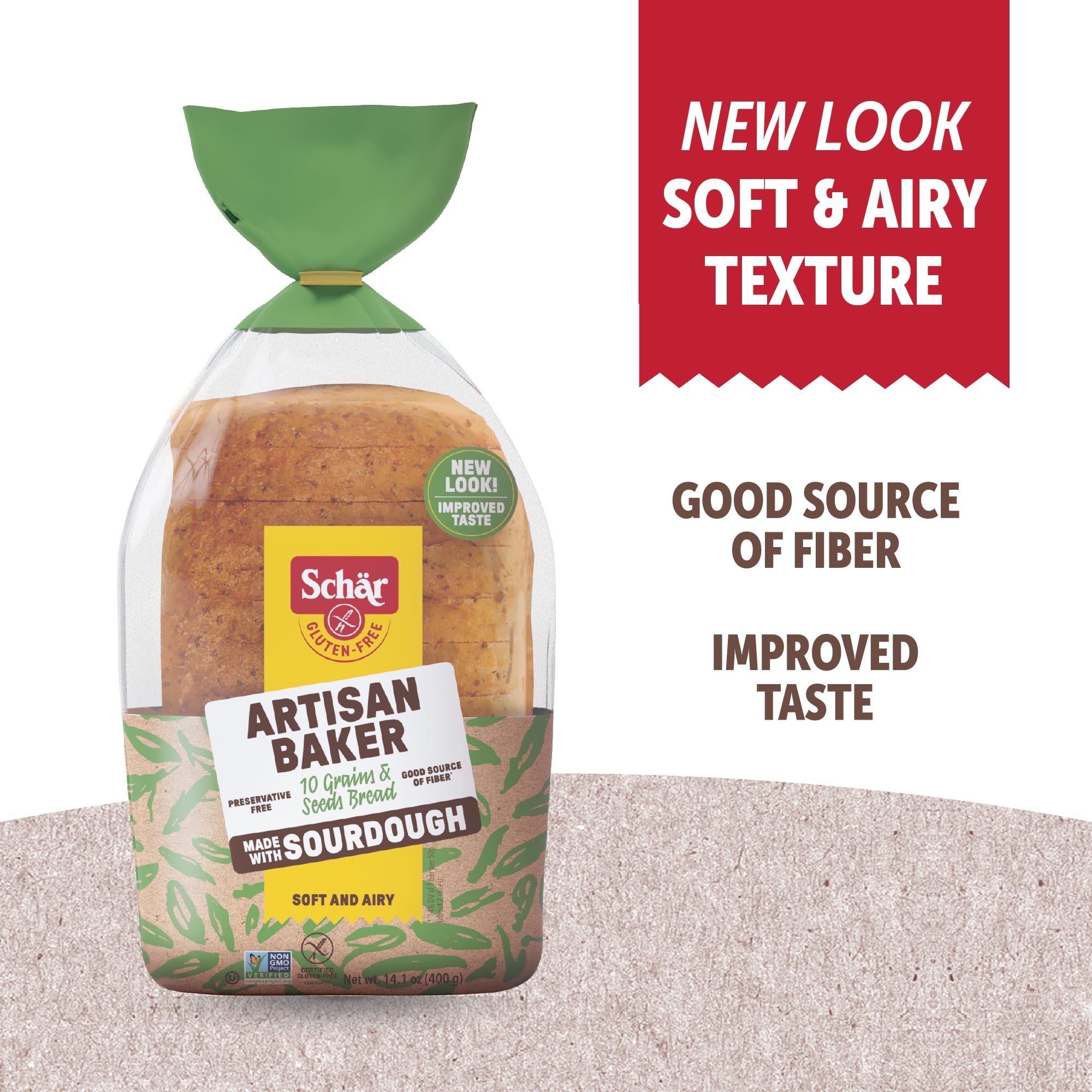 (8 pack) Schar Artisan Baker 10 Grains & Seeds Gluten Free Bread, Fresh, 14.1 oz