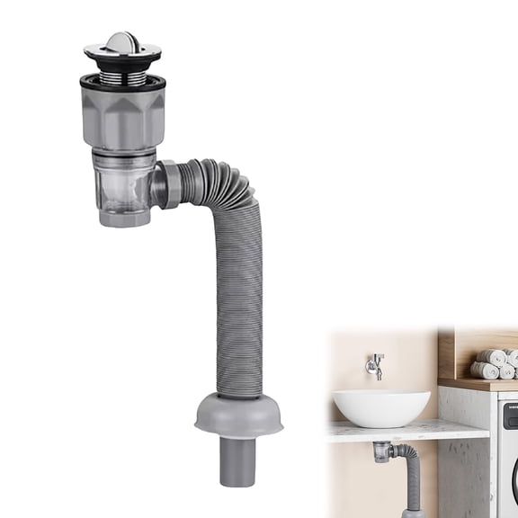 Virenlux Bathroom Sink Drain Kit with Flexible Expandable P-Trap Sink Drain Pipe Tube Anti-Odor Bathroom Sink Drain Pipe for 1-1/4",1-1/2" and 2'' Drain Hole