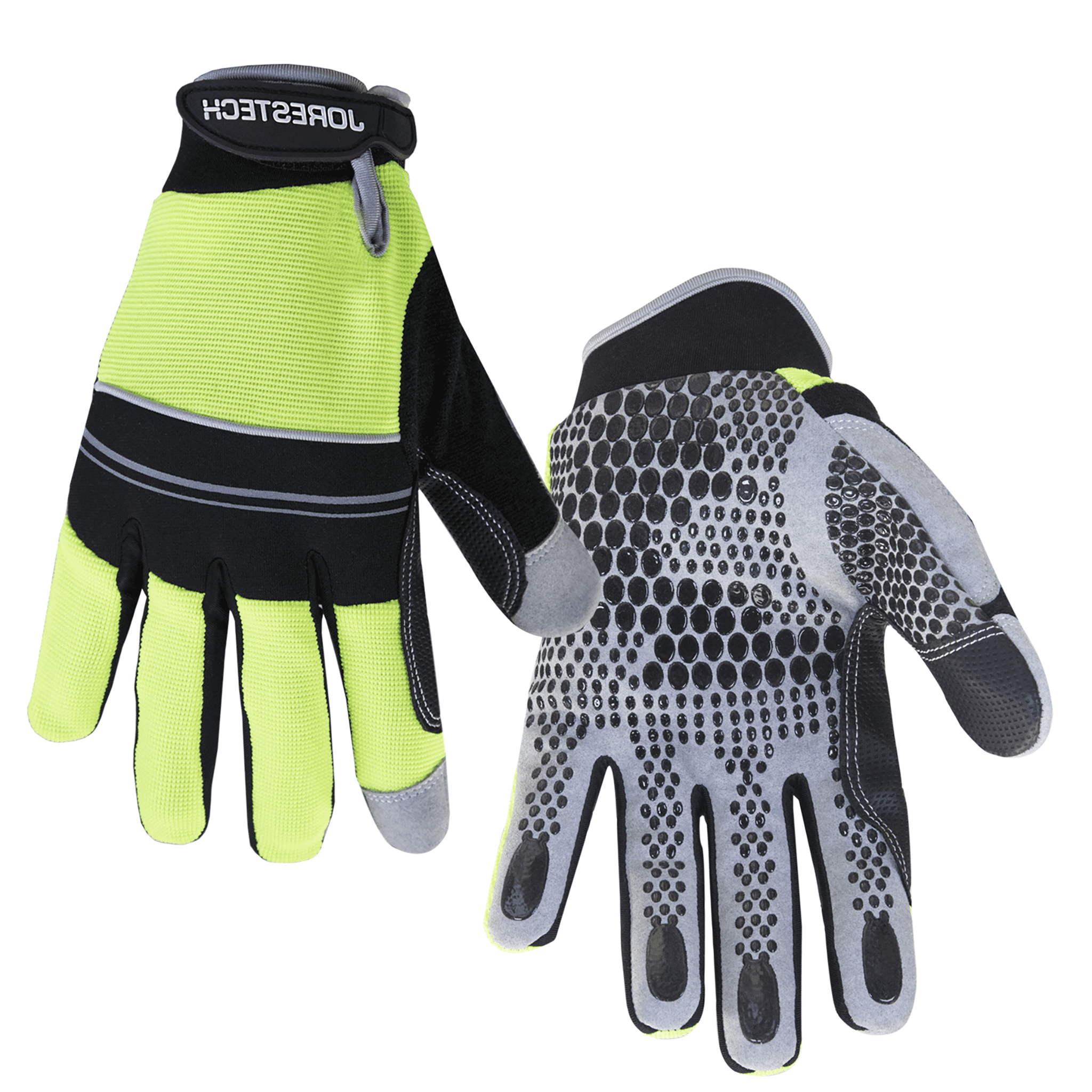 SAFEGEAR Impact-Reducing Mechanics Gloves X-Large, 1 Pair - EN388 & ANSI Level A1 Cut-Resistant Black & Lime Green Work Gloves for Men and Women 