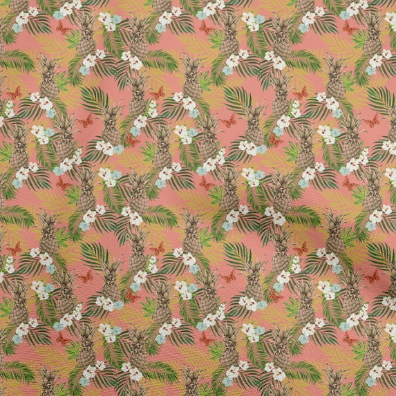 oneOone Georgette Viscose Dark Peach Orange Fabric Tropical Sewing Fabric By The Yard Printed Diy Clothing Sewing Supplies 42 Inch Wide