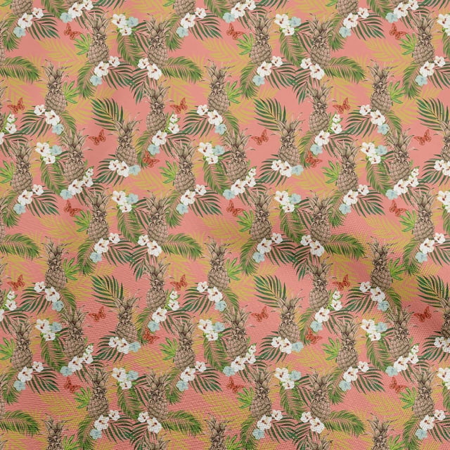 oneOone Rayon Dark Peach Orange Fabric Tropical Craft Projects Decor Fabric Printed By The Yard 56 Inch Wide