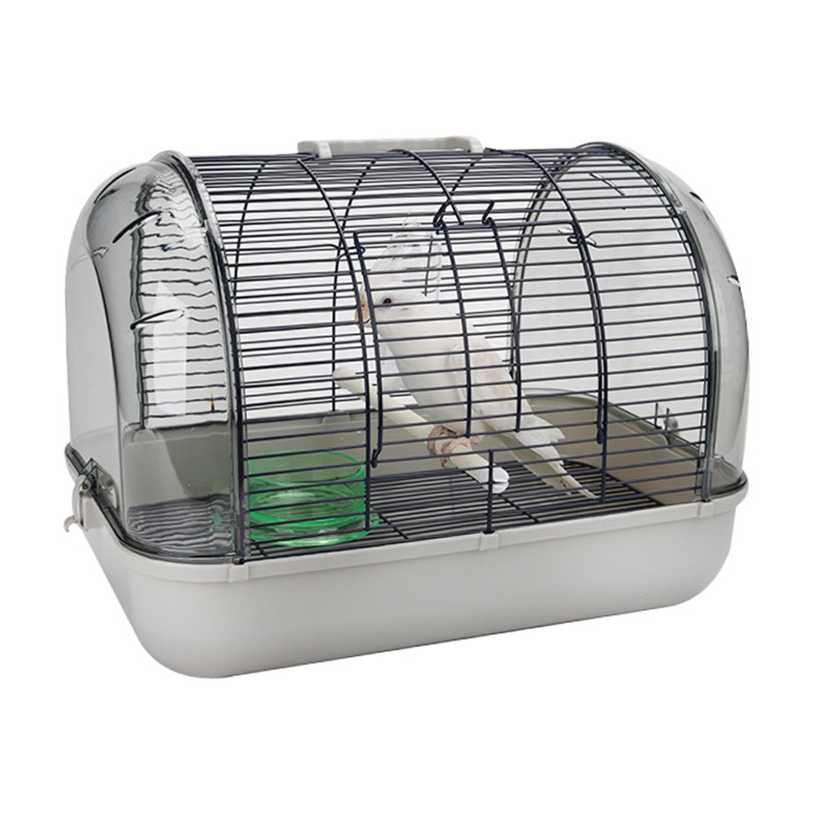 Bvdfgk Bird Travel Cage Pet Cage Easy to Clean Small Visible Window Portable Breathable Gray