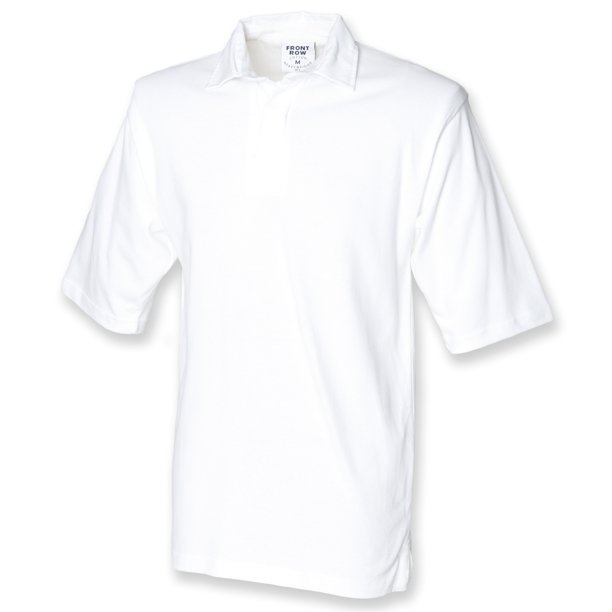 Front Row - Polo de manga corta liso con el cuello en blanco para hombre/Caballero Modelo Sports Rugby (Blanco)