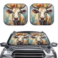 thumbnail image 2 of Honeii Oil Painting Flower Cow Print Foldable Car Sun Shade for Windshield, 2-Piece UV Protection Shade, Protects Car Interior, Ideal for Cars, Trucks, SUVs-Large, 2 of 6