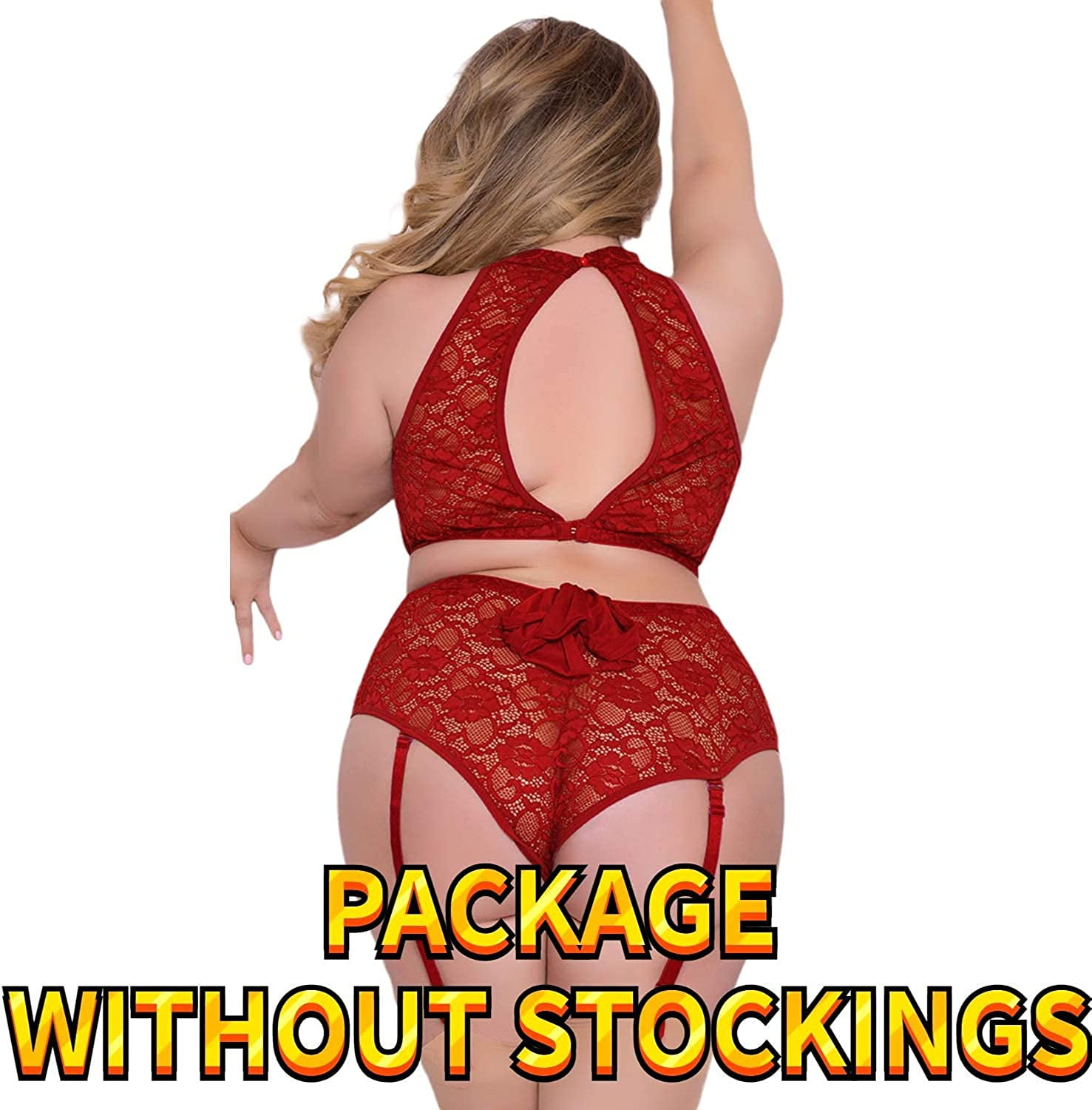  EVELUST Plus Size Lingerie 2 Piece for Women Suspender