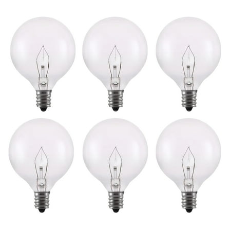 KHAOSEN G50 25W Clear Globe Wax Warmer Light Bulbs, Long Lifespan (6 Pack)
