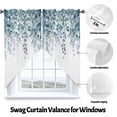thumbnail image 6 of Swag Curtains Valances for Windows, Blue Green Eucalyptus Short Kitchen Window Curtains Over Sink, Rustic Watercolor Leaves Floral Cafe Curtains Panel Set Of 2,Rod Pocket, 36 Inches Length, 6 of 8