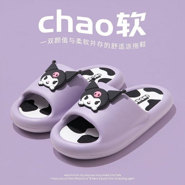 Sanrio-Zapatillas suaves de Hello Kitty para hombre y mujer, pantuflas de Pvc, antideslizantes, para interior y baño, exteriores, Verano