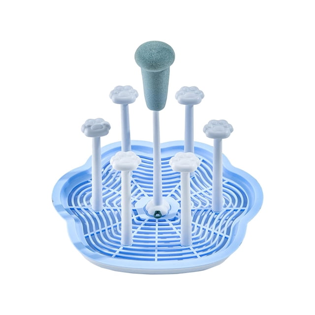 Estante de secado de tazas, escurridor de tazas, soporte para 6 tazas, colgador, organizador de drenaje, secador de botellas, tazón taza, organizador Azul