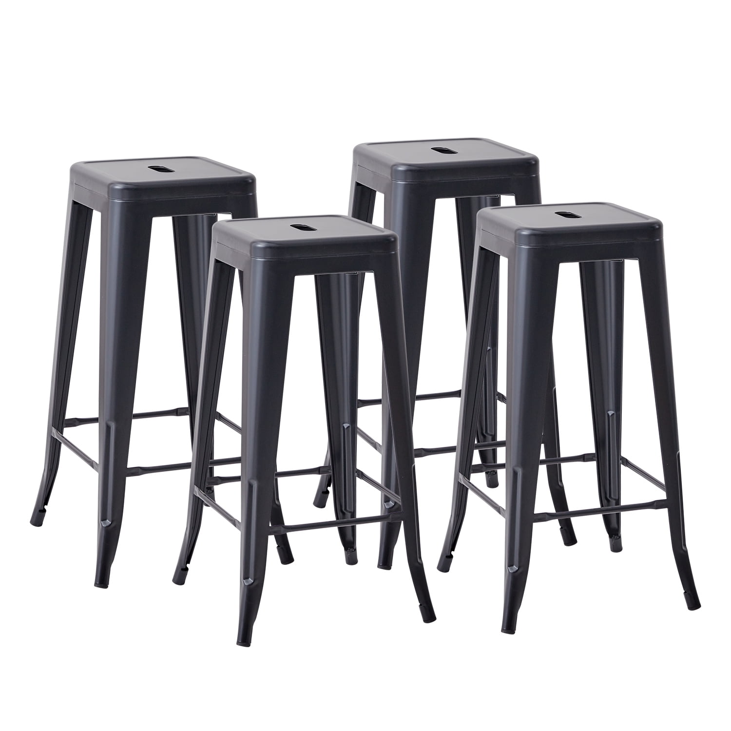 30inch Stackable Metal Bar Stool, Set of 4, Include 4 Stools, Black