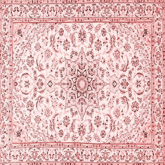 Ahgly Company Indoor Square Medallion Red Traditional Area Rugs, 4' Square