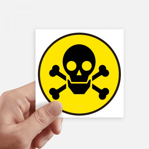 Yellow Dangerous Checal Toxic Radiation Symbol Sticker Square Waterproof Stickers Wallpaper Car Decal