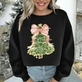 thumbnail image 4 of Womens Christmas Sweatshirts Xmas Tree Printed Crop Tops for Teen Girls Casual Crewneck Long Sleeve Pullovers (S, Black), 4 of 5