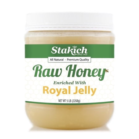 Stakich Royal Jelly Enriched Raw Honey, 5 Pound