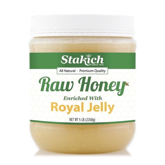 Stakich Royal Jelly Enriched Raw Honey, 5 Pound