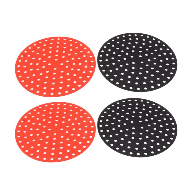 Tapis de Friteuse à Air Chaud, Silicone Antiadhésif Multifonctionnel Réutilisable Doublures de Friteuse à Air Résistantes à l'Huile pour Accessoires de Friteuse à Air 2 X 23cm/9.1 Po Rouge, 2 X 23cm/9.1 Po Noir