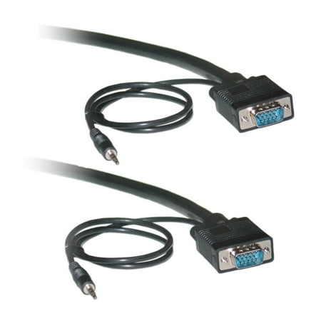 C & E C Shielded Svga Cable With 3.5mm Audio, Black, Hd 15 Male,