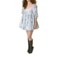 thumbnail image 2 of Gzhioc Female Short Dress, Solid Color Square Neck Short Puff Sleeve Low-Cut One-Piece for Summer,S/M/L/XL/XXL, 2 of 9