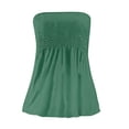 thumbnail image 5 of Prdecexlu Tube Tops for Women Plus Size Strapless Smocked Ruffled Cute Off the Shoulder Tank Tops Sleeveless Holiday Shirts Casual Backless Flare Hem Summer Blouses Mint Green XL, 5 of 7