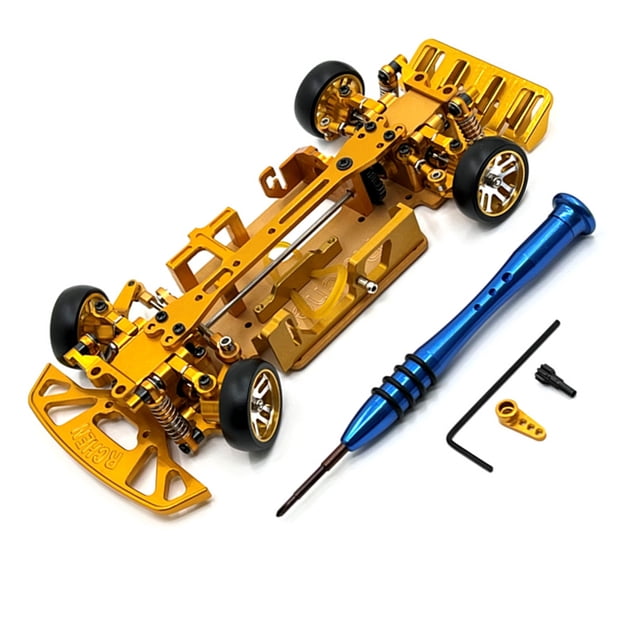 Vogacara 1/28 RC Car Metal Upgrade marco modificado conjunto de montaje de vehículo accesorios reemplazo para WLtoys 284131 K969 K979 K989 K999 Kits de construcción modelo Oro