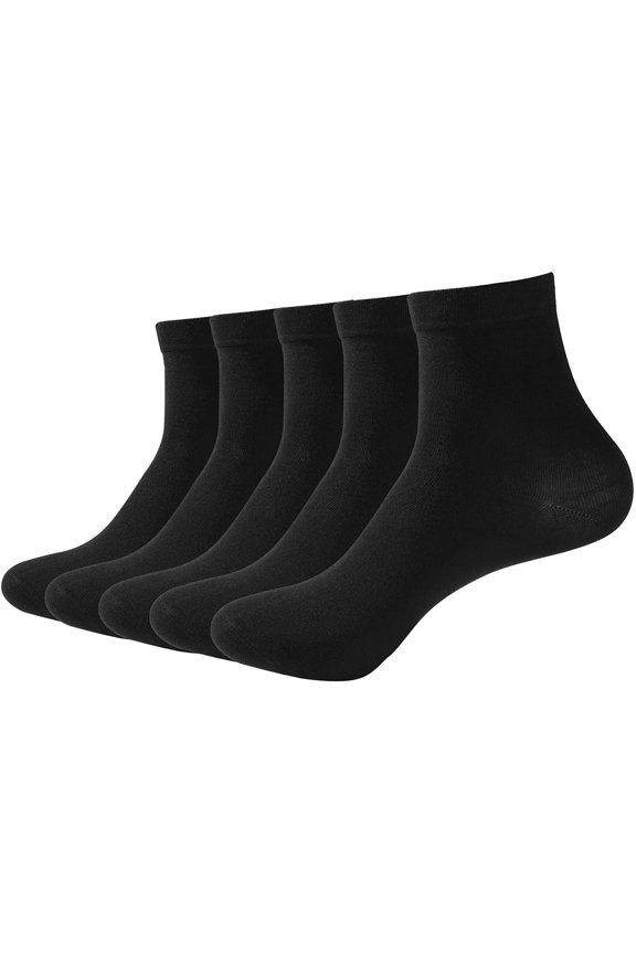 Women Ankle Crew Thin Boot Socks for Women Soft Socks 5 Pairs (Black, Medium)