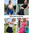 thumbnail image 7 of Pdbokew Women's Pleated Tennis Skirt Golf Skirt Athletic High-Waisted Belted Pocket Lined Shorts Fitness White L, 7 of 7