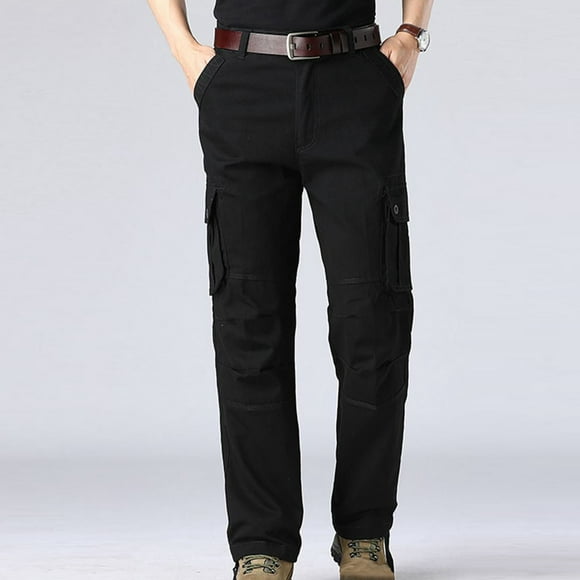 Pantalones largos para hombre, para actividades al aire libre, gruesos, de pierna recta, para montañismo, con múltiples bolsillos, para hombre