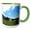 Green/White, variant on 3drose, a Miniature Looking Chapel in Pine Valley Utah with Blue Sky, 11oz Two-tone Red Mug