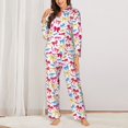 thumbnail image 2 of Vsdgher Colorful bows Pajamas Set Long Sleeve Sleepwear Womens Button Down Nightwear Pj Sets-X-Large, 2 of 7