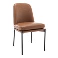 thumbnail image 3 of Wovenbyrd Bentley Modern Dining Chair, Curved Back, Metal Frame, Indoor - Camel Brown Faux Leather, 3 of 11