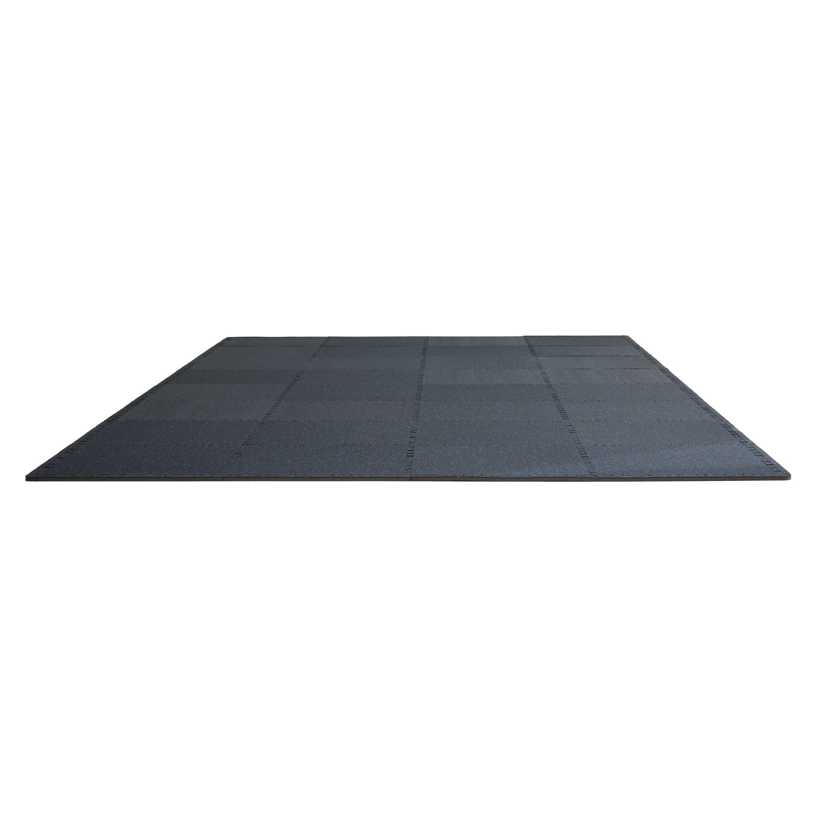 VEVOR 0.56 Inch Thick Gym Floor Mats, 25 Tiles Rubber Top with EVA Foam, 24" x 24" Gym Flooring Workout Mats with 100sq.ft Coverage, Interlocking Puzzle Gym Mats for Gym, Home, Garage, Black & Blue