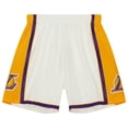 thumbnail image 2 of Men's Mitchell & Ness  Cream Los Angeles Lakers 2009-10 Hardwood Classics Team Color Swingman Shorts, 2 of 4