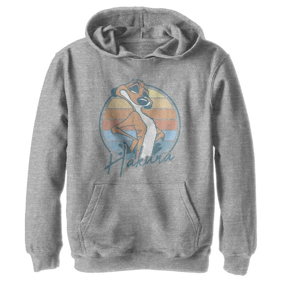 Boy's Lion King Retro Hakuna Timon Pull Over Hoodie Athletic Heather Medium
