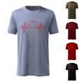thumbnail image 3 of DPTALR Valentine's Day Casual Short-sleeved Solid Color Love Cardiogram Printed T-shirt, 3 of 5