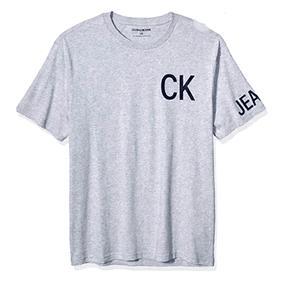 Calvin Klein Men's Relaxed Fit Monogram Logo Crewneck T-Shirt,  Gray, 2XL
