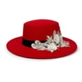 thumbnail image 3 of Womens Beach Hat Unisex Retro Floral Jewelry Style Wide Brim Party Hat Red One Size, 3 of 6